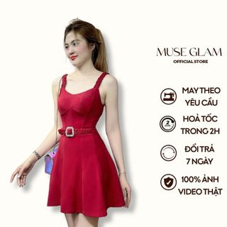 Đầm 2 dây có tag thắt eo MUSE GLAM hàng thiết kế nhiều MGD82 giá sỉ