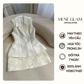 Set vest công sở phối chân váy xòe MUSE GLAM MGS74 giá sỉ