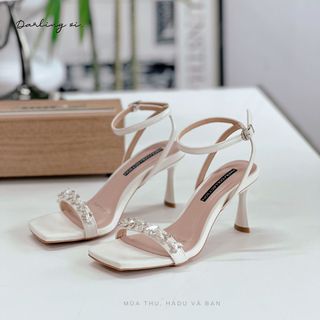 Giày sandal 7P quai ngang đính đá cao cấp Hadu M7129