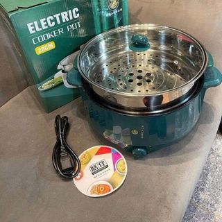 NỒI LẨU ĐIỆN ĐA NĂNG ELECTRIC COOKER POT SHANBAN 2 TẦNG KÈM KHAY HẤP INOX CAO CẤP 16cm giá sỉ