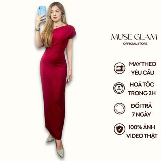 (Có Bigsize) Đầm body trễ vai form dài dạ hội MUSE GLAM váy dự tiệc hàng thiết kế cao cấp MGD83 giá sỉ