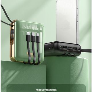 Sạc Dự Phòng Remax RPP-286 10000mAh - 4 Cáp Sạc Tích Hợp, Đèn Pin, Đa Dụng