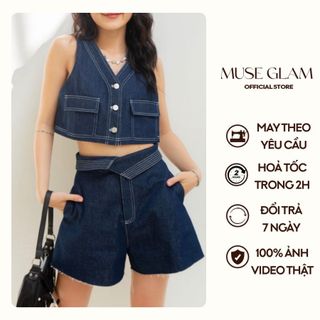 Set Croptop Jean MUSE GLAM Hàng Thiết Kế Nhiều Màu Cao Cấp MGS11 giá sỉ