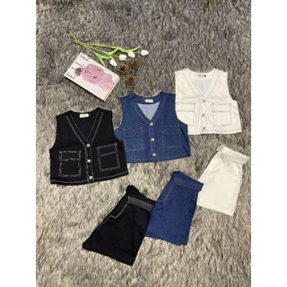 Set Croptop Jean MUSE GLAM Hàng Thiết Kế Nhiều Màu Cao Cấp MGS11