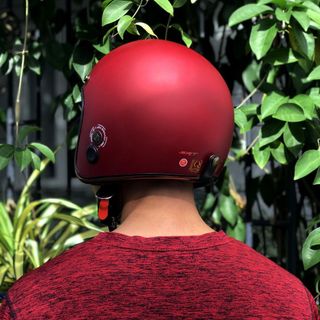 Mũ bảo hiểm 3/4 Ruby VARO Đỏ đô - viền đồng - lót nâu cao cấp BH 12 tháng