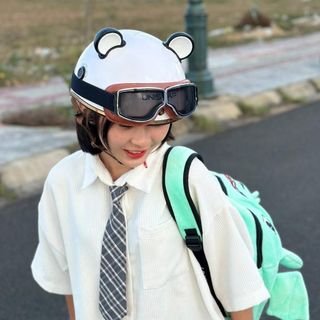 Mũ Bảo Hiểm Nửa Đầu Varo Trơn Gắn Kính Phi Công Tặng Tai Chuột, Nón Phi Công Cao Cấp Varohelmet