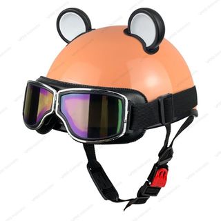 Mũ Bảo Hiểm Nửa Đầu Varo Trơn Gắn Kính Phi Công Tặng Tai Chuột, Nón Phi Công Cao Cấp Varohelmet