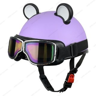 Mũ Bảo Hiểm Nửa Đầu Varo Trơn Gắn Kính Phi Công Tặng Tai Chuột, Nón Phi Công Cao Cấp Varohelmet