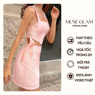 Set vest nữ croptop kèm chân váy MUSE GLAM áo có mút ngực, váy có lót quần MGS27 giá sỉ