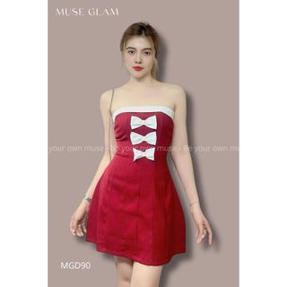Đầm ống đính nơ MUSE GLAM Hàng Thiết Kế Nhiều Màu Cao Cấp MGD90