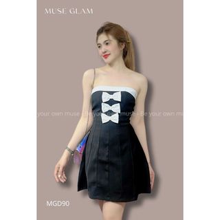 Đầm ống đính nơ MUSE GLAM Hàng Thiết Kế Nhiều Màu Cao Cấp MGD90
