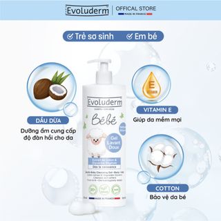 Gel tắm gội toàn thân cho bé Evoluderm chính hãng 500ml (Mẫu mới)