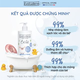 Gel tắm gội toàn thân cho bé Evoluderm chính hãng 500ml (Mẫu mới)