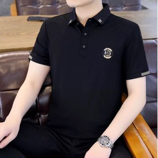 áo polo nam màu đen thêu cổ thêu tay - giá sỉ cạnh tranh