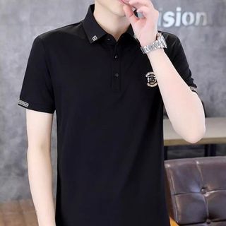 áo polo nam màu đen thêu cổ thêu tay - giá sỉ cạnh tranh