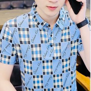 áo polo xanh dương in 3d loang - giá sỉ cạnh tranh