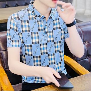 áo polo xanh dương in 3d loang - giá sỉ cạnh tranh