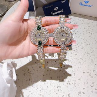 ĐỒNG HỒ NỮ CHÍNH HÃNG FUNMEI MẶT HOA VÀNG FULL ĐÁ PHA LÊ ĐI KÈM TEM KÍCH HOẠT ĐIỆN TỬ BẢO HÀNH CHÍNH HÃNG 1