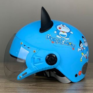 Mũ Bảo Hiểm Trẻ Em Kính Càng VaroHelmet Doremon Xanh Dương Cho Bé từ 5-10 Tuổi Lồng Ép Nhiệt Cao Cấp