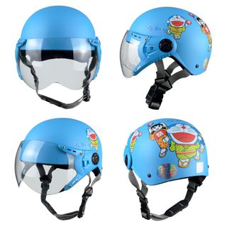 Mũ Bảo Hiểm Trẻ Em Kính Càng VaroHelmet Doremon Xanh Dương Cho Bé từ 5-10 Tuổi Lồng Ép Nhiệt Cao Cấp giá sỉ