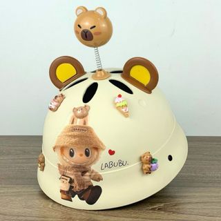 Mũ Bảo Hiểm Labubu Cho Bé Tặng Kèm Charm Dễ Thương Nón Bảo Hiểm Vành Tròn Gắn Tai Thỏ CTB803 - BECHIP