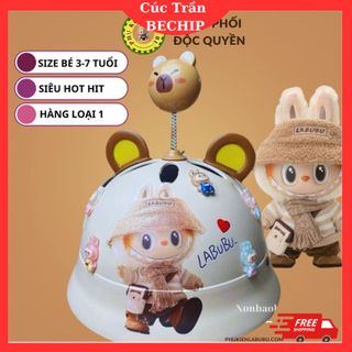 Mũ Bảo Hiểm Labubu Cho Bé Tặng Kèm Charm Dễ Thương Nón Bảo Hiểm Vành Tròn Gắn Tai Thỏ CTB803 - BECHIP giá sỉ