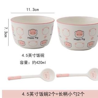 BỘ 2 CHÉN SỨ KÈM MUỖNG HỌA TIẾT