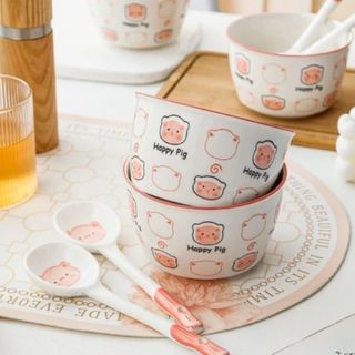 BỘ 2 CHÉN SỨ KÈM MUỖNG HỌA TIẾT