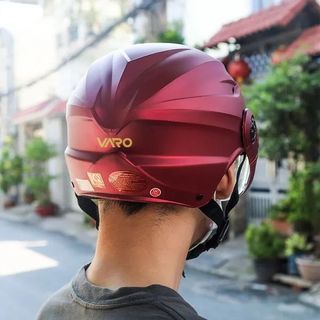 Mũ bảo hiểm nửa đầu VARO có kính A760K đỏ đô