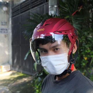 Mũ bảo hiểm nửa đầu VARO có kính A760K đỏ đô