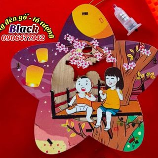 Sỉ bộ Lồng đèn gỗ tô màu +Hộp đẹp kèm phụ kiện