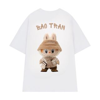 Áo thun trắng nam nữ In Labubu + In tên theo yêu cầu