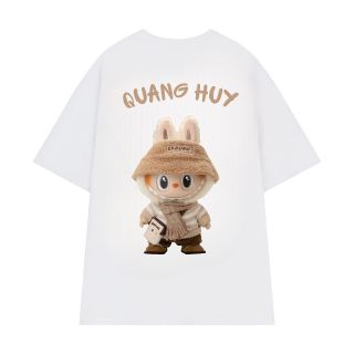 Áo thun trắng nam nữ In Labubu + In tên theo yêu cầu