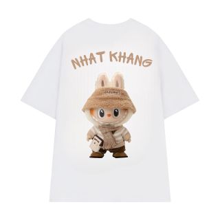Áo thun trắng nam nữ In Labubu + In tên theo yêu cầu