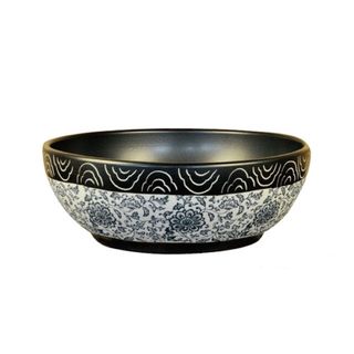 Chậu sứ lavabo nghệ thuật để bàn với tông màu đen kết hợp hoa văn độc đáo mã N101