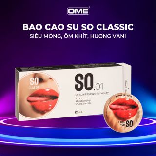 Bao cao su SO CLASSIC size 52mm ôm sát, hương vani 12 cái/ hộp giá sỉ