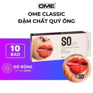 Bao cao su SO CLASSIC size 52mm ôm sát, hương vani 12 cái/ hộp