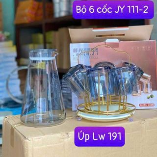 Bộ Cốc Bình Thuỷ Tinh Siêu Đẹp Họa Tiết Bình Trơn Cốc Xoắn Dung Tích 1500ml giá sỉ