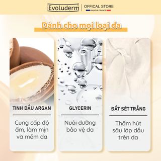 [HSD 2025] Mặt nạ đất sét Evoluderm chính hãng nuôi dưỡng làn da tinh chất Argan Oil 150ml