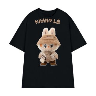 Áo thun đen nam nữ In Labubu + In tên theo yêu cầu