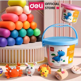 Đất nặn nhiều màu Deli Chất liệu an toàn có khuôn kèm 24 màu 01 hộp nhựa có quai xách