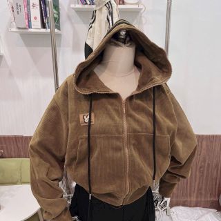 Áo khoác nữ chất len nhung gân, 4 túi, nón chạy sọc dây kéo phao. Giá sỉ - giá bán buôn