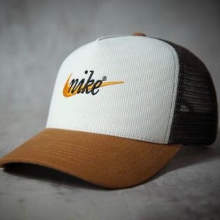 Nón Lưỡi Trai N.i.k.e Trắng Nâu Lưới Cap Chất Cotton