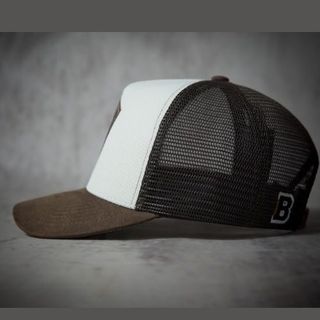 Nón Lưỡi Trai Spartan Trắng Nâu Lưới Cap Chất Cotton phối da lộn