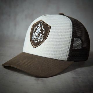 Nón Lưỡi Trai Spartan Trắng Nâu Lưới Cap Chất Cotton phối da lộn