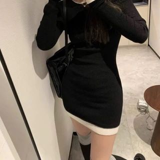 Đầm body phối viền trắng đen