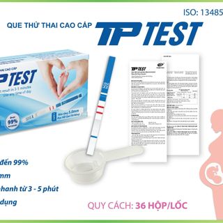 Que Thử Thai TP Test Giúp Phát Hiện Mang Thai Sớm Hộp 1 Bộ Kit Test (36 Hộp/Lốc) - Y Tế Thành Phát