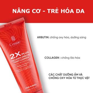 Sữa Rửa Mặt Cosme 2X Plus Collagen - Arbutin Giúp Nâng Cơ Trẻ Hóa Da 150g - Hàng Chính Hãng