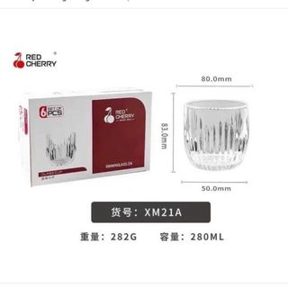 BỘ 6 CỐC THỦY TINH RED CHERRY CAO CẤP - CỐC THỦY TINH UỐNG NƯỚC SIÊU ĐẸP CHỊU NHIỆT ĐỘ CAO giá sỉ