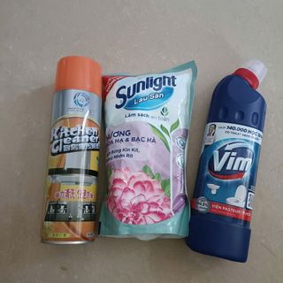 COMBO NƯỚC LAU SÀN SUNLIGHT, NƯỚC TẨY BỒN CẦU, CHAI XỊT TẨY RỬA ĐA NĂNG NHÀ BẾP CTB488 - BECHIP